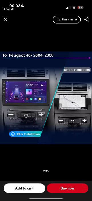 Navigatie Android Peugeot 407  Carplay Android Auto Waze
