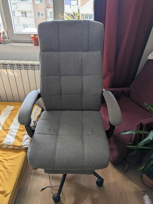 Vinsetto Scaun de Birou Reclinabil și Încălzit cu 6 Puncte de Masaj și 5 Moduri, Gri