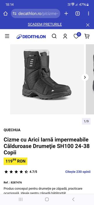 Ghete Quechua marimea 28.Sunt impecabile.Pret 75lei.