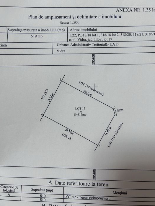 Teren de vanzare intravilan Berceni Vidra-Mega Park