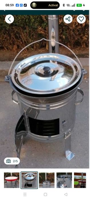 Soba/ cazan inox pentru ceaun 11-16 L cu diametrul 36 cm