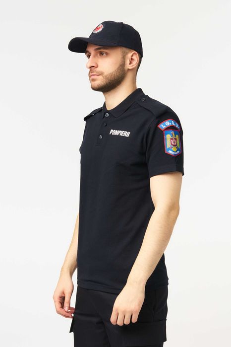 Tricou polo pompieri maneca scurta cu suport de grad