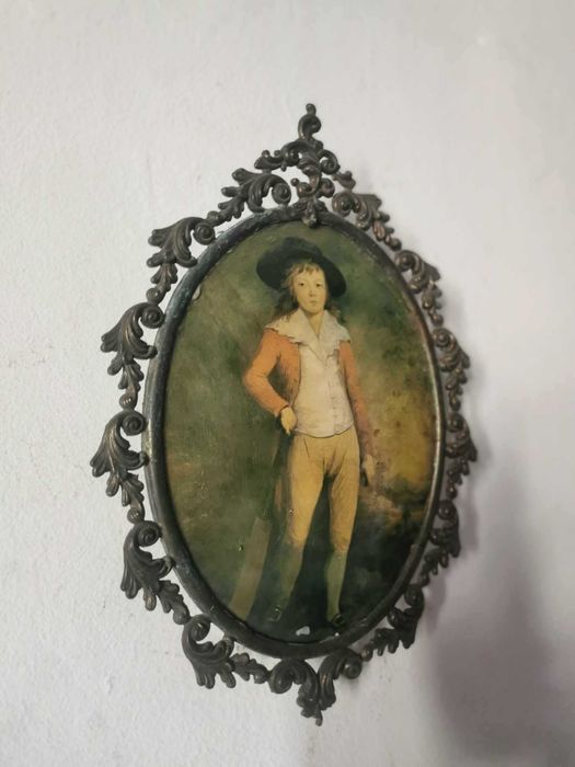 Tablou cu sticla bombata si rama din bronz