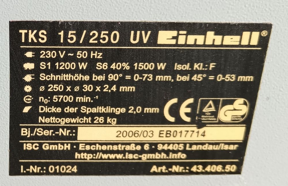 Circular cu masă, reglabil unghiular și înălțime, EINHELL