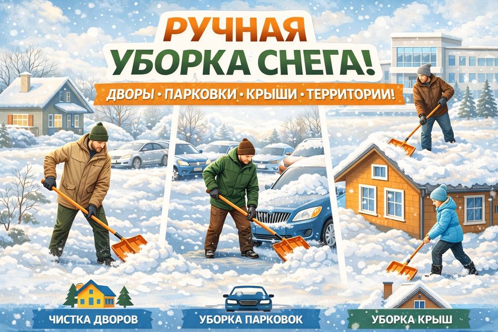 Чистка снега с дворов уборка снега с крыши