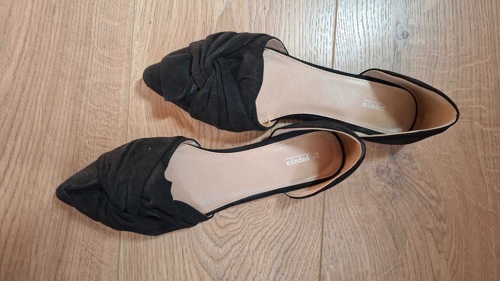 Balerini negri imitație piele întoarsă