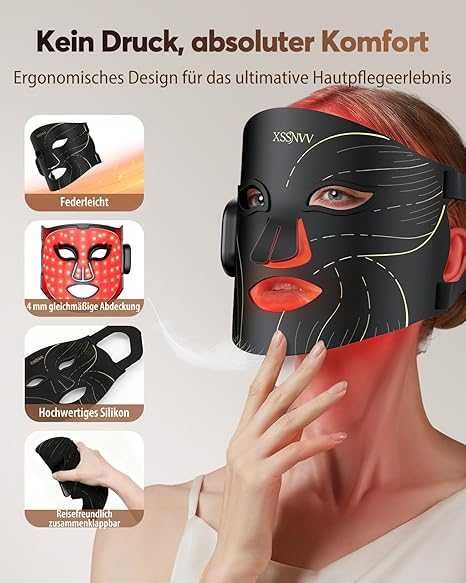 Безжична маска за лице за светлинна терапия с 4 режима за anti-age Led XSSNVV