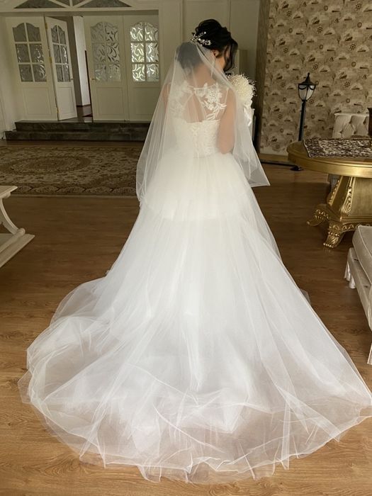 Свадебное платье рыбка+съемный шлейф