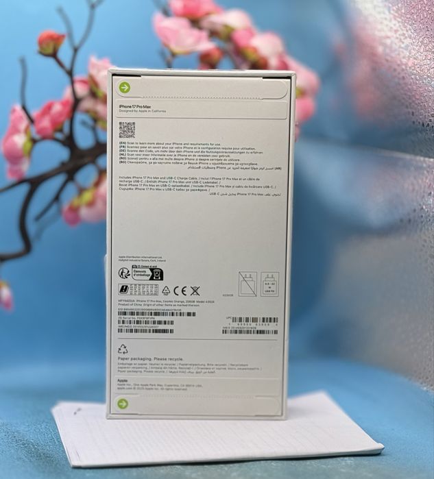 НОВ! Apple iPhone 17 Pro Max, 256GB, 5G, Cosmic Orange + адаптер Apple