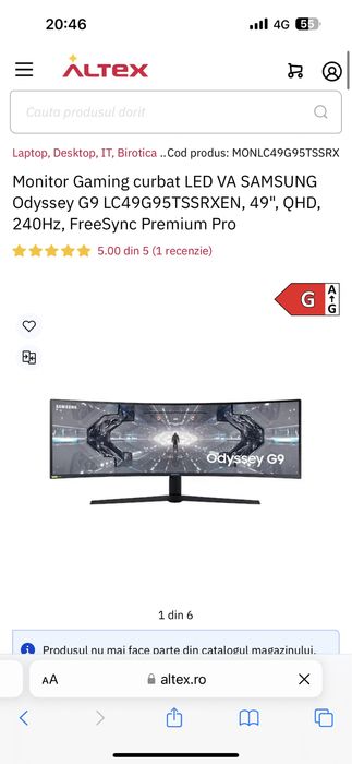 Monitor Gaming Qled Samsung Odyssey 49", Dual QHD , 240Hz