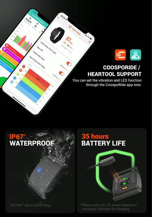 Bratara ritm cardiac COOSPO HW9 BPM / ANT / HRV / PULS / sigilata