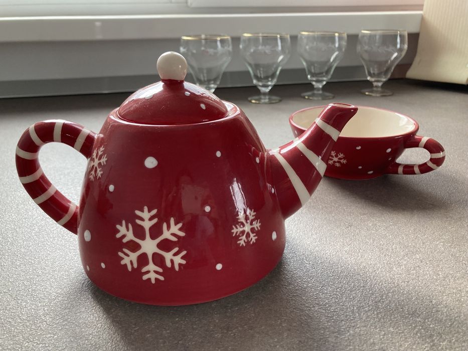 Ceainic + cana Bamboo motive de iarna/ Craciun