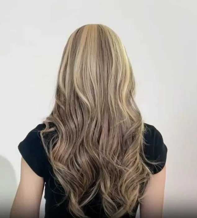 Омбре перука на кичури в съчетавание на русо и кафяво