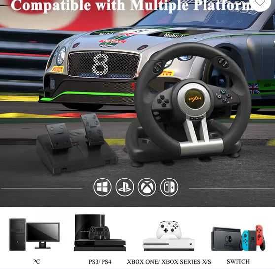 Volan Gaming cu pedale vibratii schimbator - compatibil PC/PS4/XBOX!