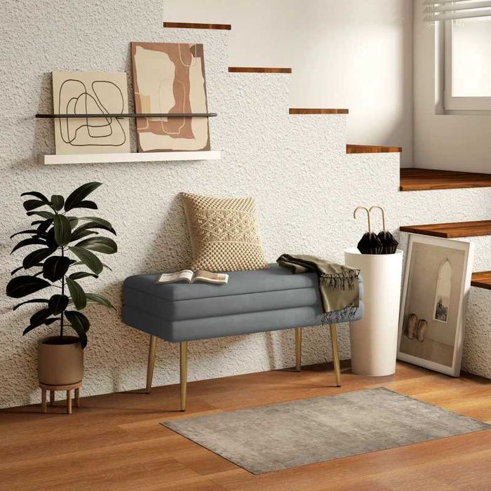 HOMCOM Тапицирана пейка с място за съхранение, стомана, 79,5 см x 37,5 см x 43 см