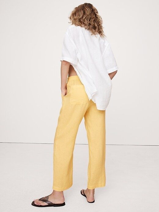 Лен брюки укороченные banana republic s-m+ футболка