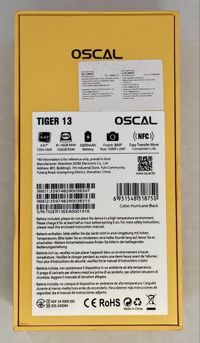 Smartphone Oscal Tiger 13  8/256gb 5G