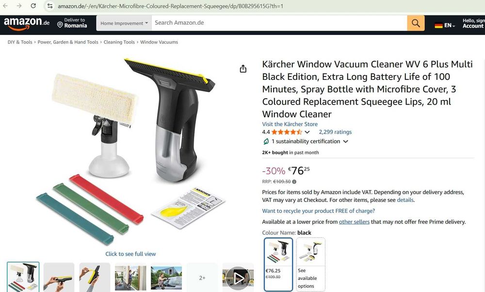 Aspirator de ferestre Kärcher WV 6 Plus Multi Black Edition