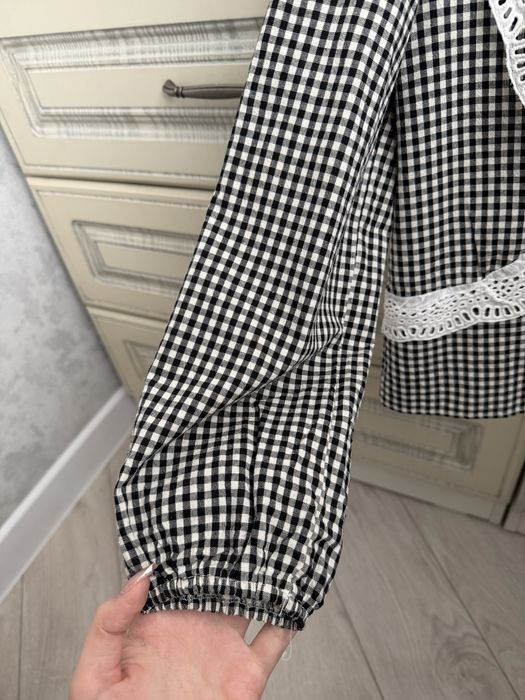 Рубашка в клетку с рюшами