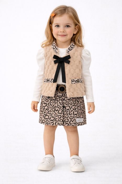 Детски комплект за момиче с пола и елек