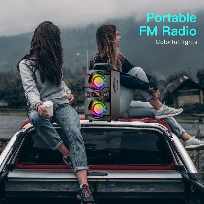 Преносим високоговорител SUPNIU с 60W мощен бас LED RGB и Bluetooth 5