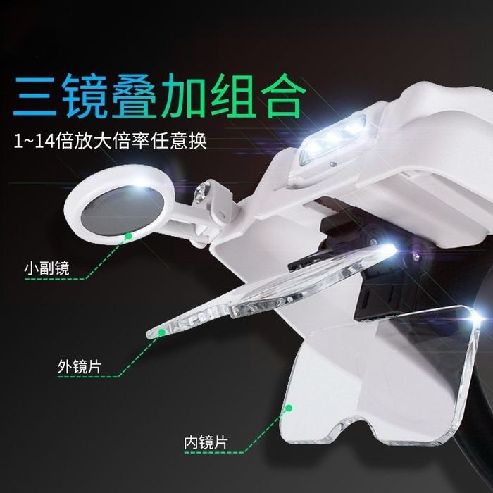 Очки лупа для зрения с линзами перезаряжаемый с фонариком