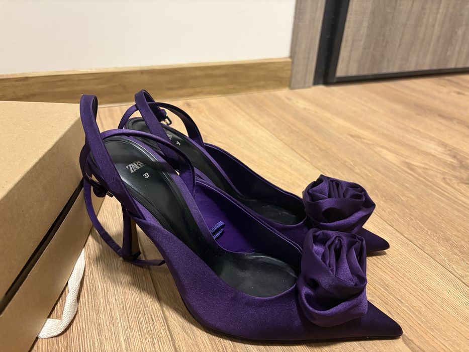 Ефектни лилави токчета обувки на Zara/ Зара 37 размер