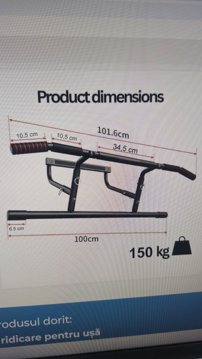 Bara tractiuni reglabila cadru usa fithess pull-ups