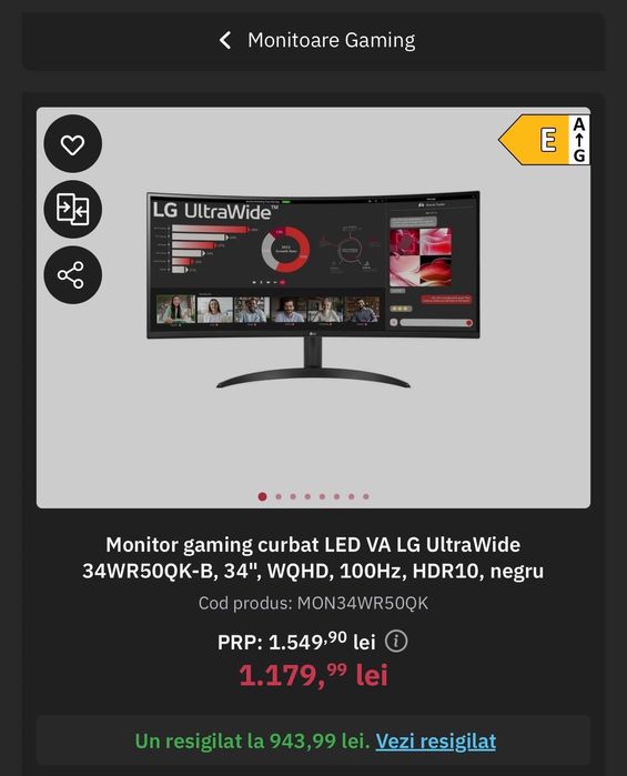 Munitor de gaming LG