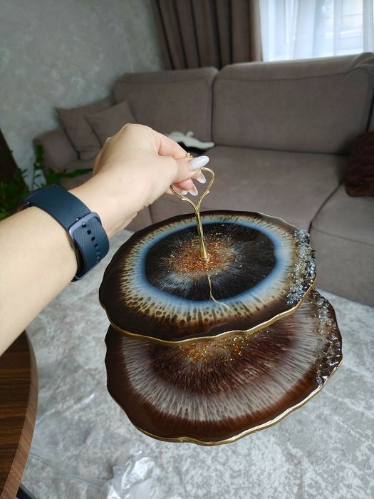 Этажерка из смолы, подарок, посуда