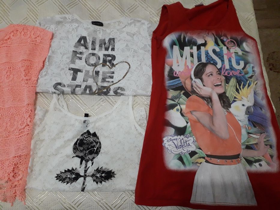 Потници и тениски са момиче р.140