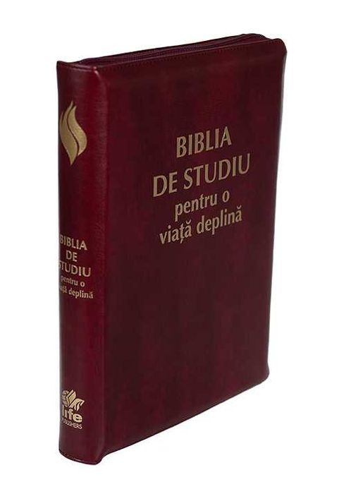 Biblia de studiu pentru o viata deplina coperta burgundy cu fermoar