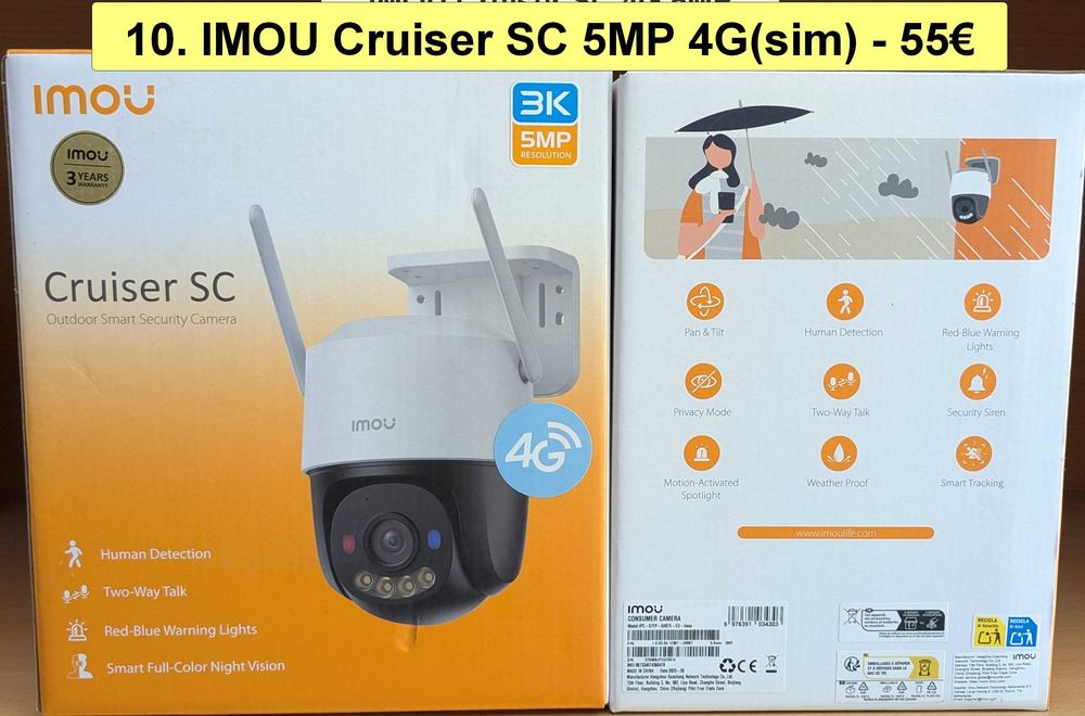 12 вида НОВИ Wi-Fi IP камери IMOU Bullet 3 2C, Cruiser 2 2C Dual SC 4G, Cell PT Lite, AOV DUAL PT 4G sim и NVR-N110W-8A0E-P
