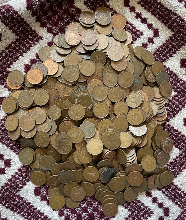 Lot monede vechi străine (Marea Britanie, Irlanda, Spania etc.) - 3 KG