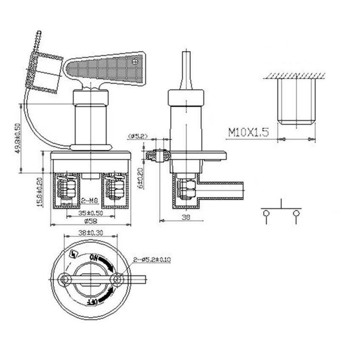 Intrerupator general heblu contact baterie 12/24V rulota troliu barca