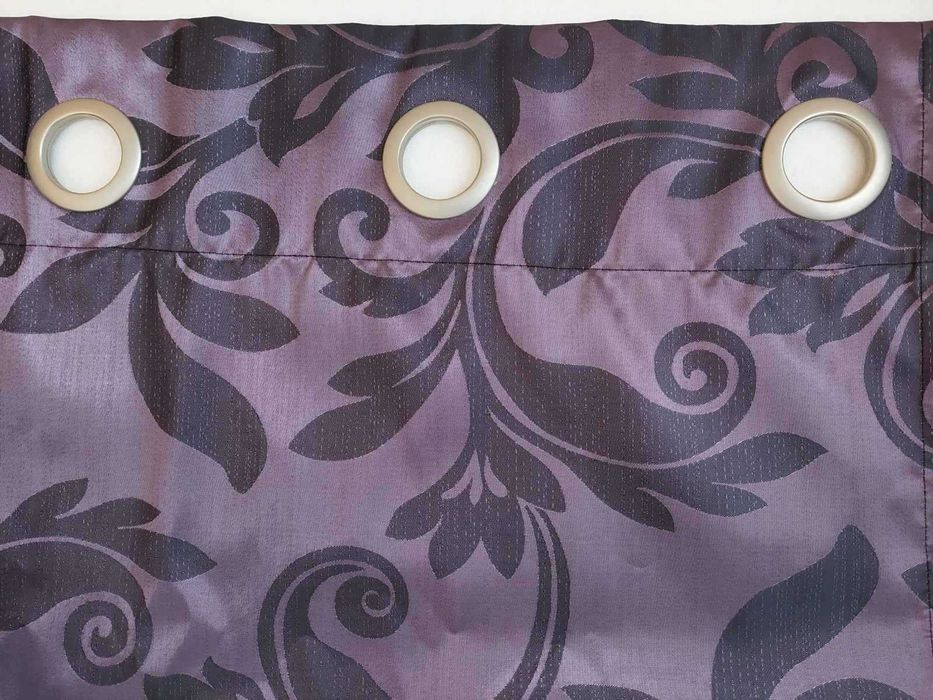 Луксозни сатинирани и витражни пердета лилаво с черно