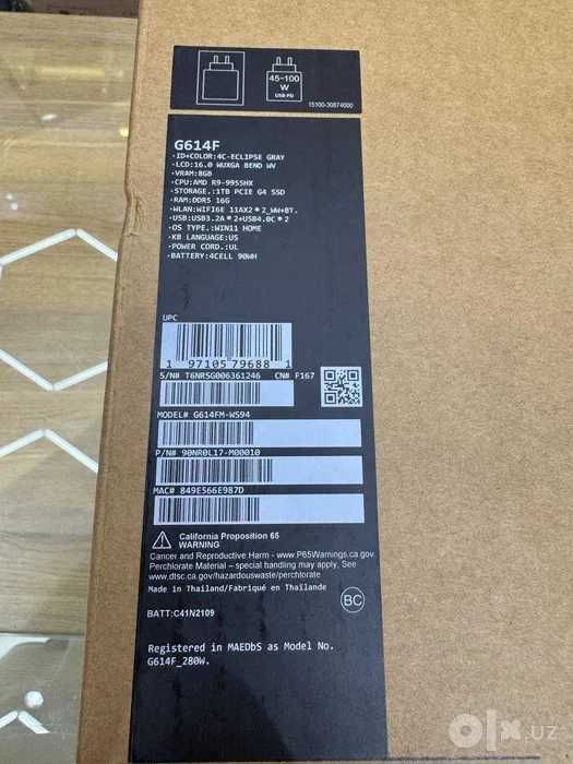Noutbuk Asus ROG STRIX RTX5060 Ryzen 9 9955HX 16/1TB  16.0"  IPS 165HZ