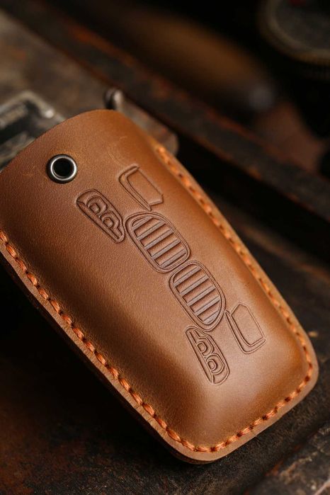 Husa cheie BMW, din piele naturala, albastru/negru/maro