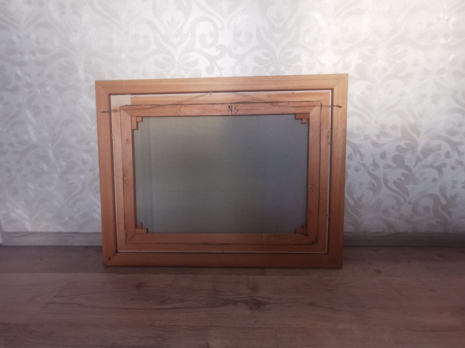 Картина пейзаж авторска за колекция масло платно рамка паспарту стъкло