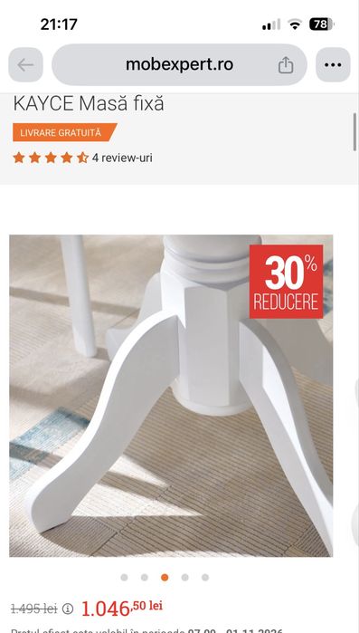 Masă rotundă albă + 2 scaune