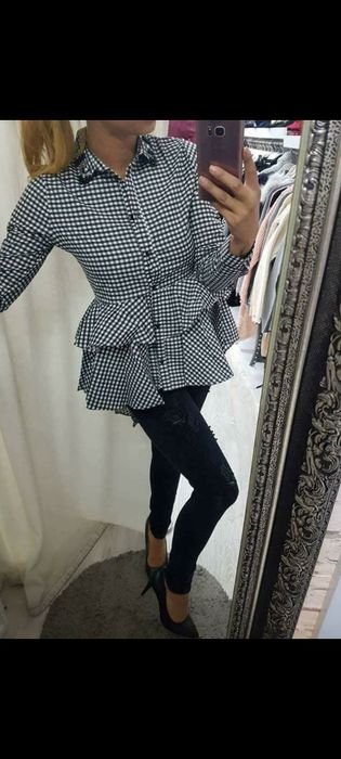 Дамска риза черно и бяло