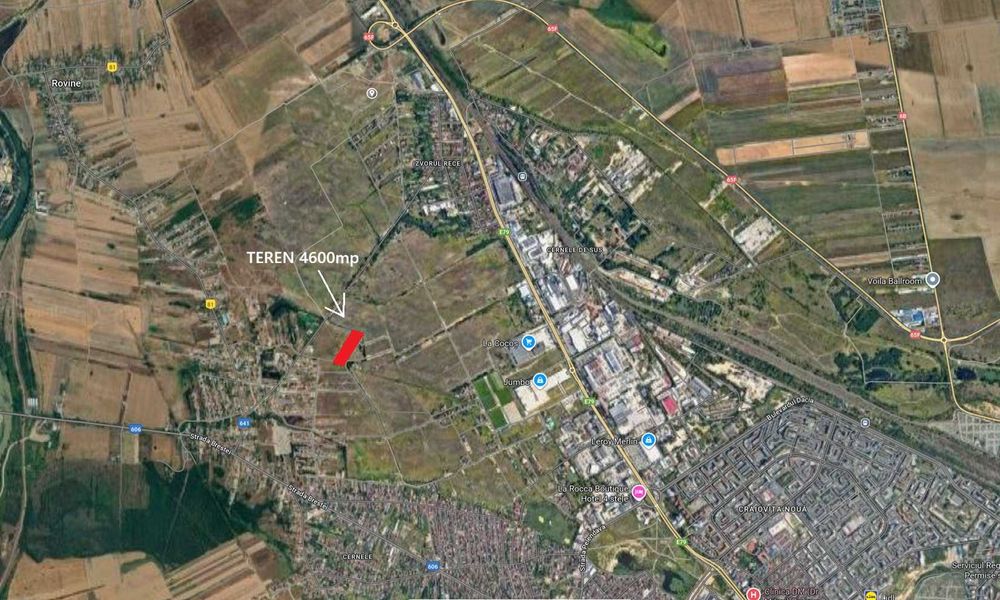 Inchiriez sau vand Teren Intravilan 4600mp in spate la Jumbo - La Cocos - Cernele - Craiova