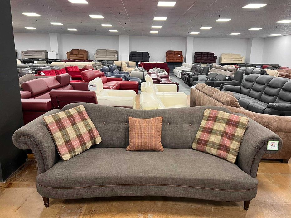 ПРОМОЦИЯ!!! Кафяво-зелен диван от плат четворка с възглавнички