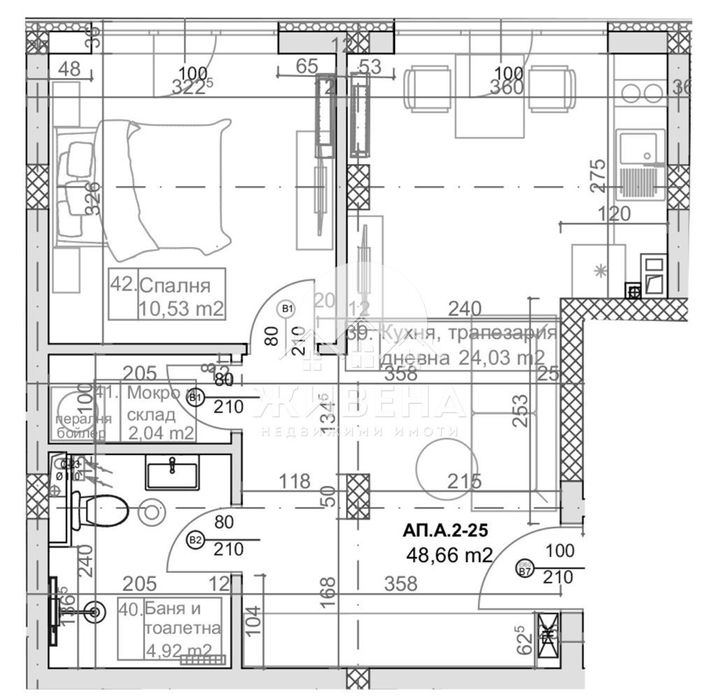 2-стаен апартамент, м-т Манастирски рид, 67 кв.м, в строеж
