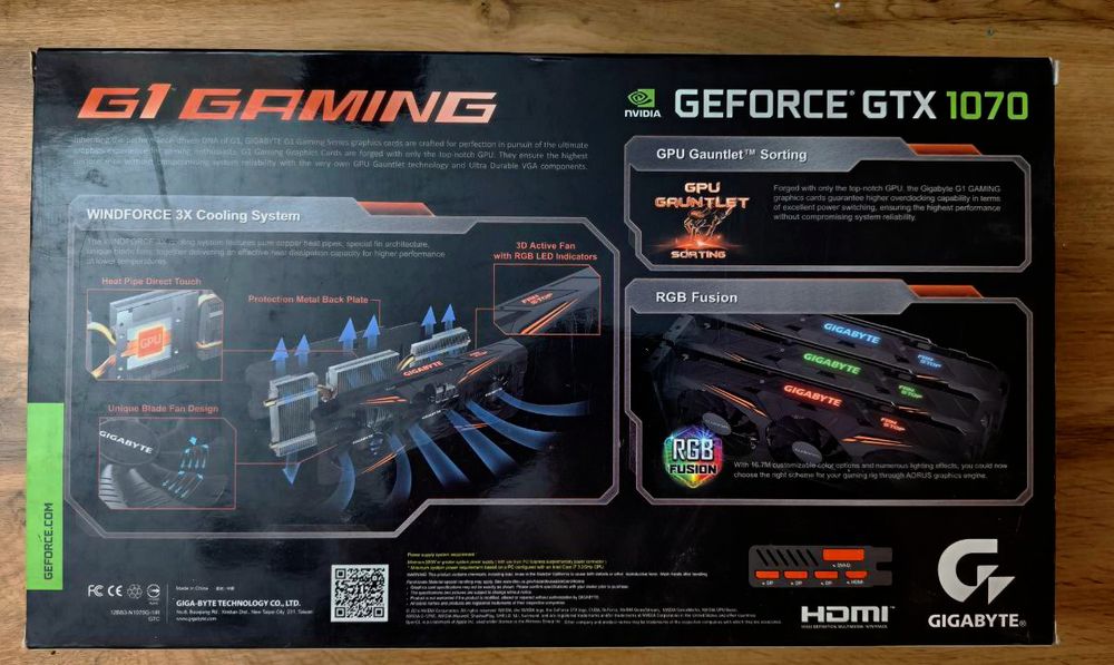 Видеокарта NVIDIA GeForce Gigabyte GTX 1070 G1 Gaming 8G