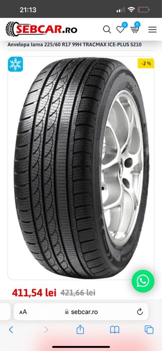 Anvelope iarna 225/60 R17 , profil 7.5mm, 3 buc. Indicativi C si C