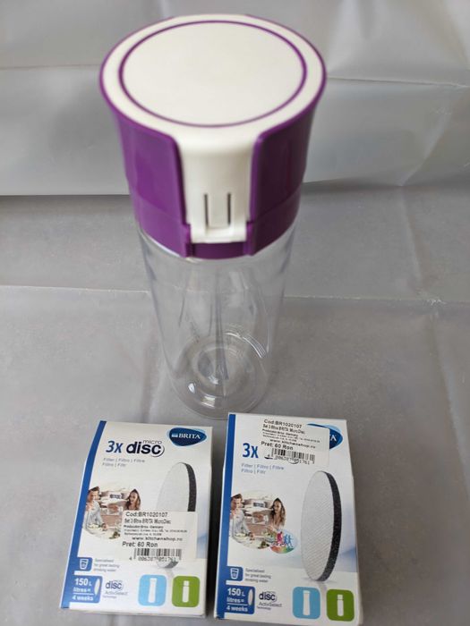 Sticlă BRITA Fill & Go Vital 600ml mov + 6 filtre BRITA MicroDisc