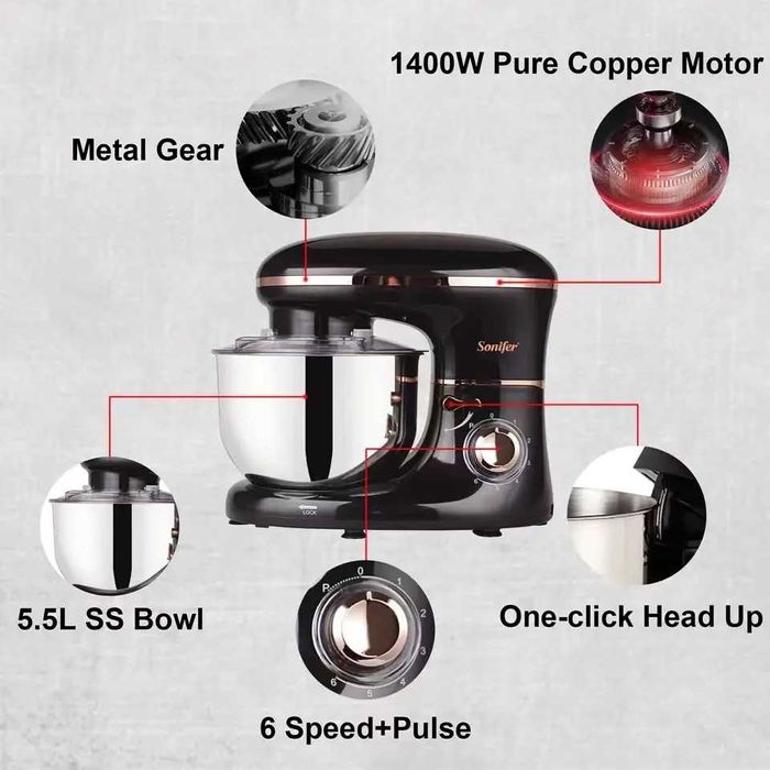 Планетарный миксер с чашкой профессиональный миксер Sonifer SF-8064