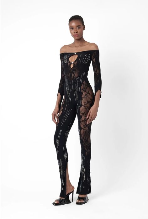 Черен еластичен гащеризон Poster girl