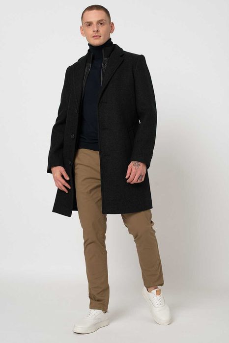 Palton slim 52 XL premium Robert Red lana Alpaca moale negru